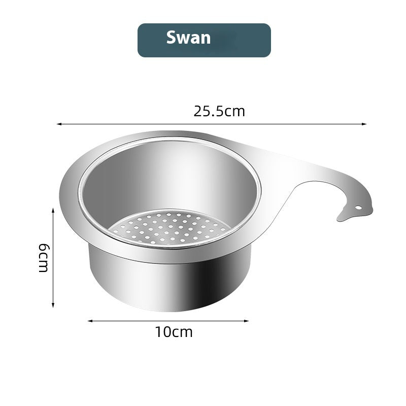 Stainless Steel Swan Drain Basket for Kitchen Storage - Multi-Purpose