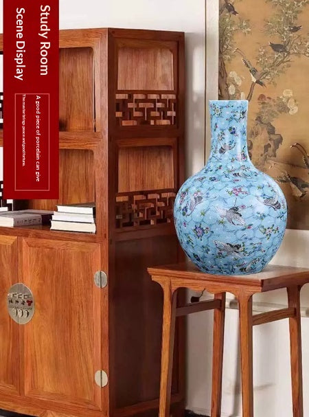 Large Ceramic Vase with Enamel Finish - Elegant Home Decoration