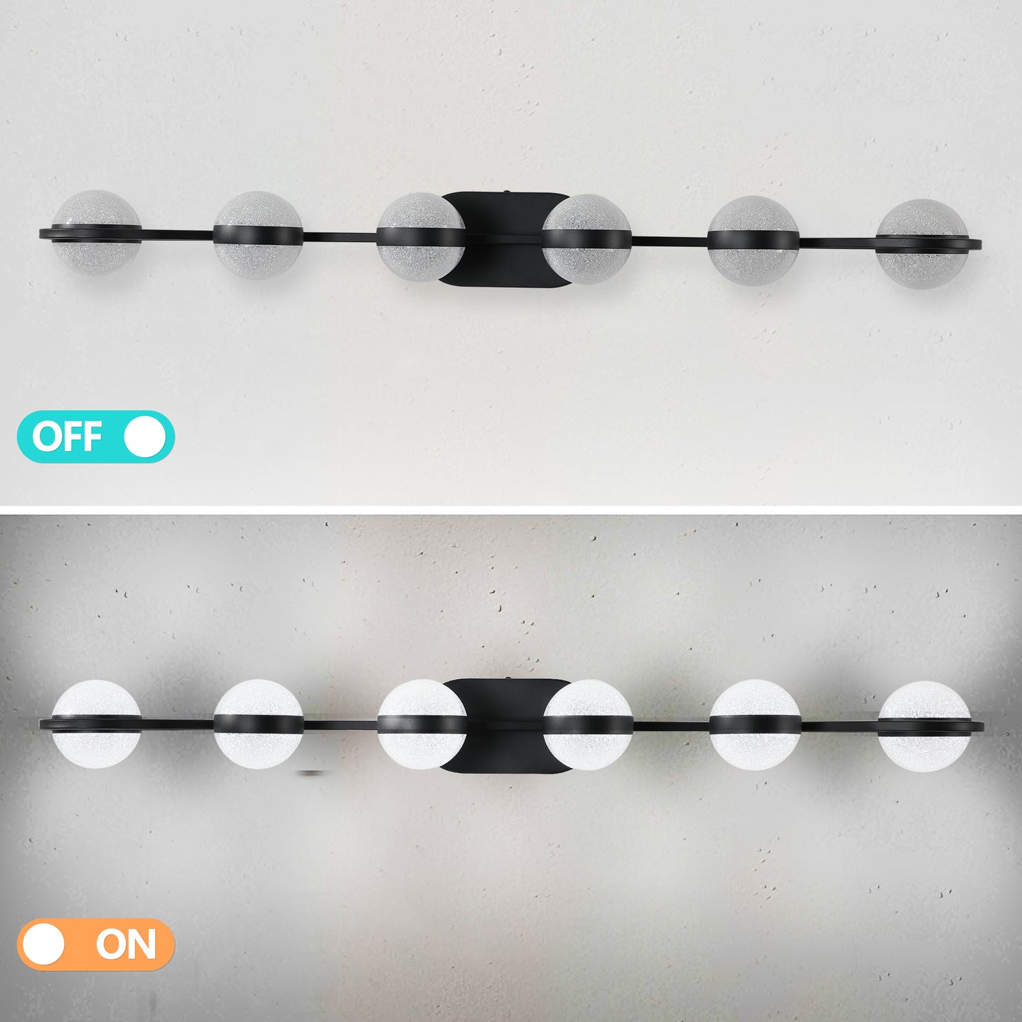 Black Minimalist LED Bathroom Vanity Light - 6-Light Fixture