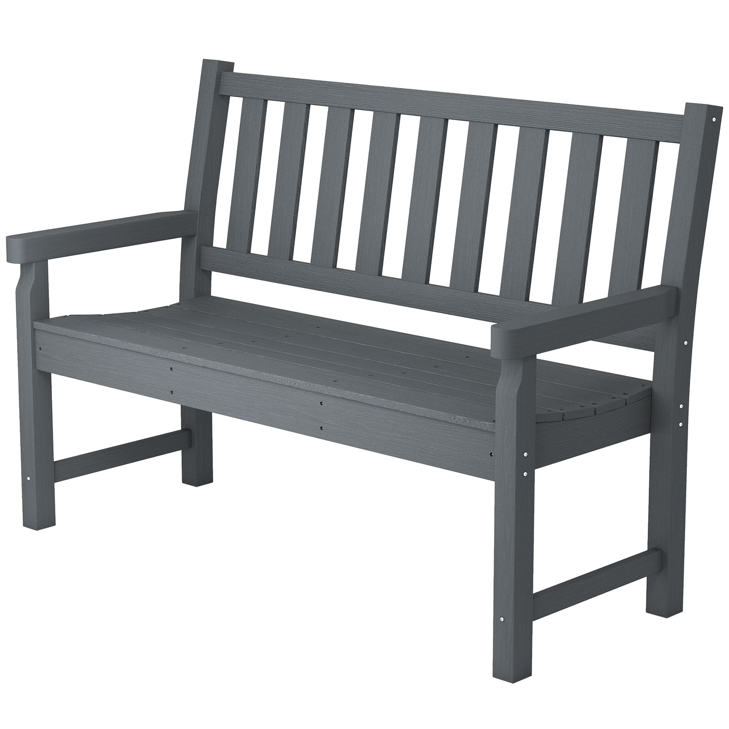 HDPE Outdoor Bench - 2-Person Curved Seat, 530 lbs Capacity, Gray