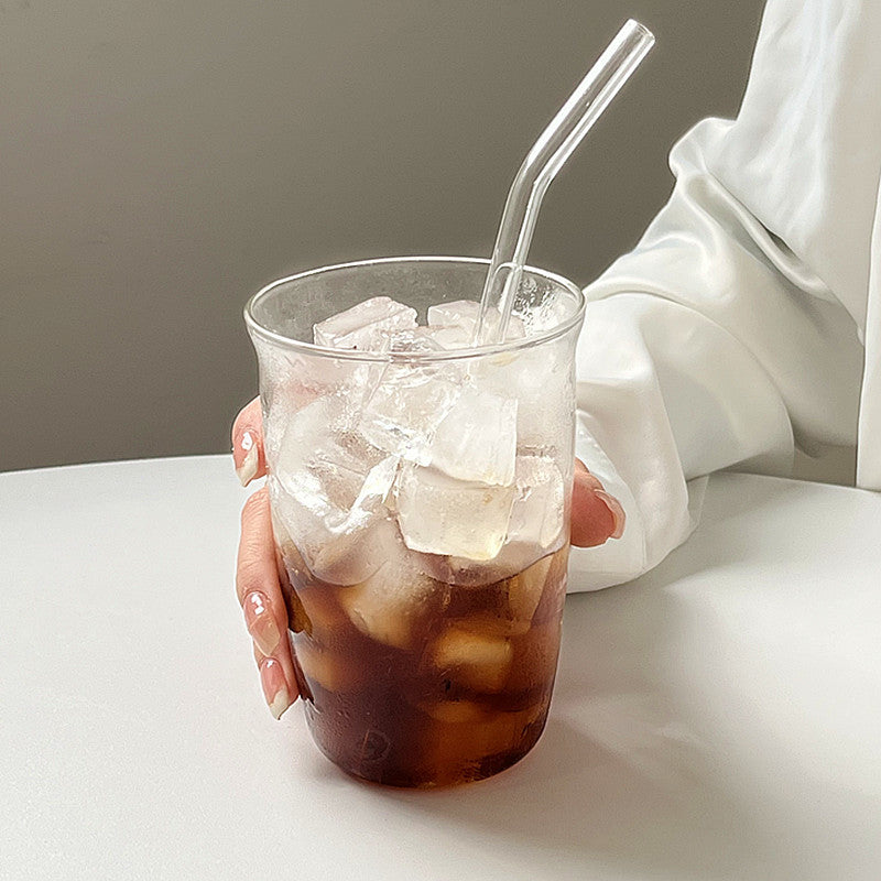 420ml Glass Coffee Cup with Straw - Latte Ice American Drinkware