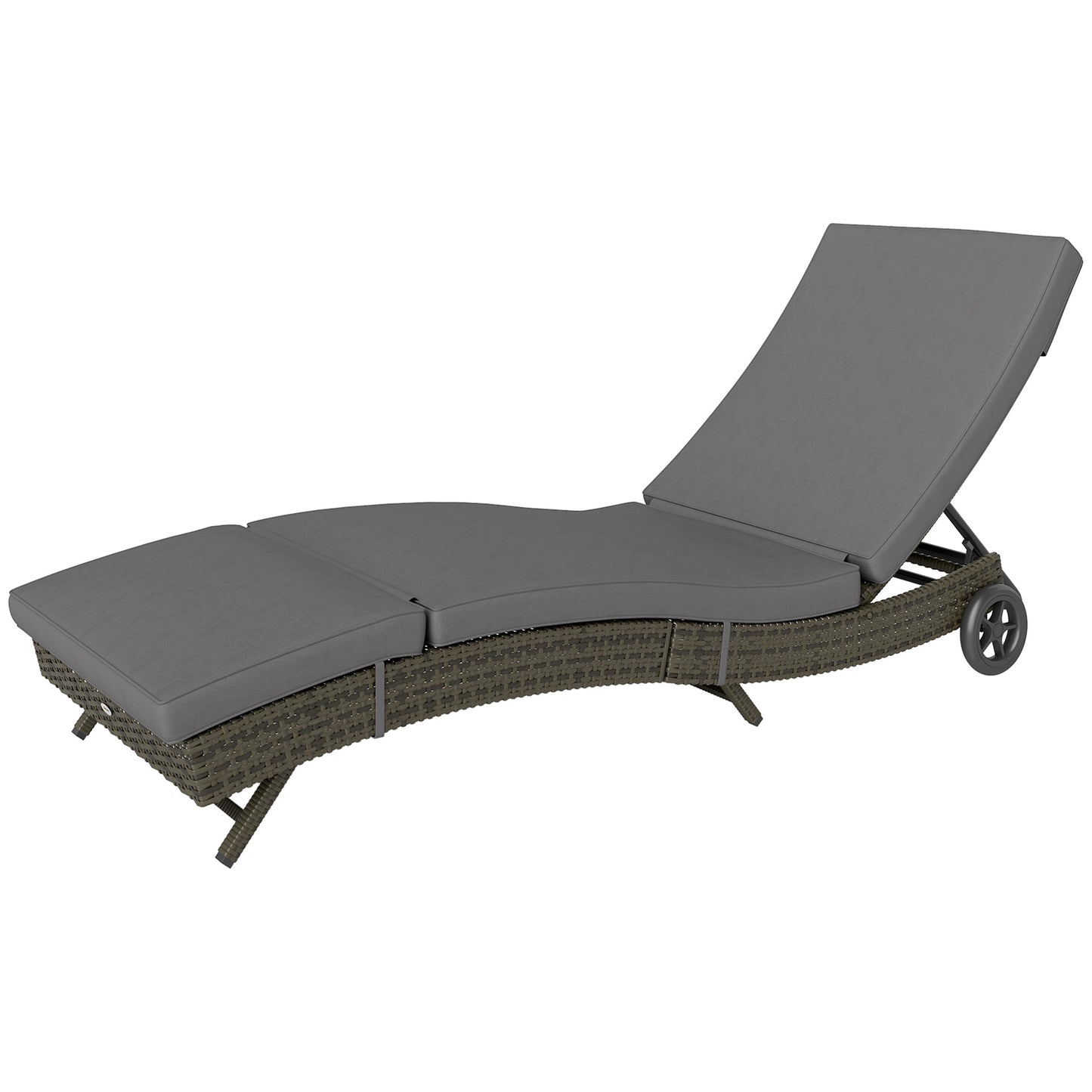 Outdoor Chaise Lounge Chair with Adjustable Backrest - Gray
