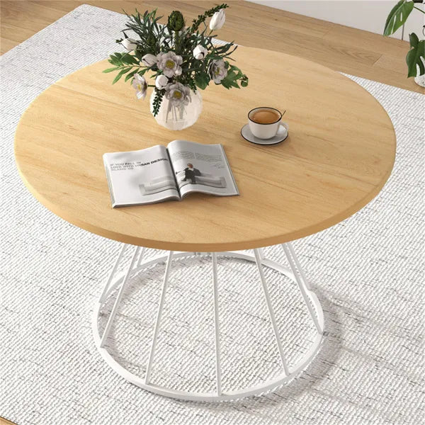 47" Round Dining Table for 4-6 People - Hourglass Metal Base
