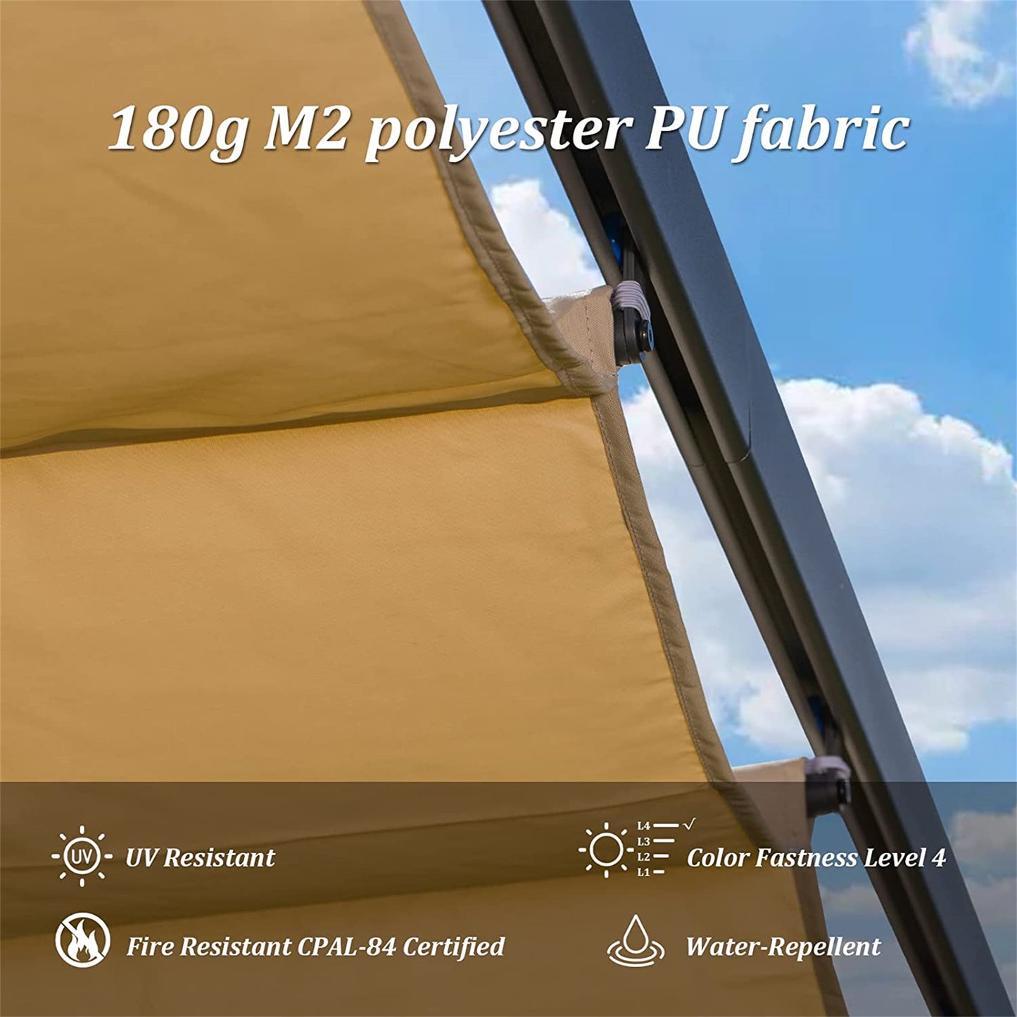 Outdoor Retractable Pergola With Weather-Resistant Sun Shade Canopy,