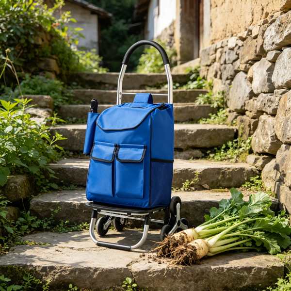 36L Folding Stair Climber Cart with 6 Wheels for Groceries & Laundry