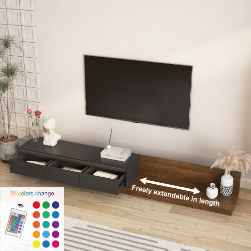 Modern Black TV Stand with LED Lights - Media Cabinet for Living Room