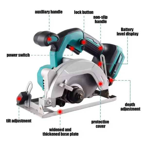 Battery Hand Circular Saw 125mm for Makita 18V Cordless Brushless Saws - Blue