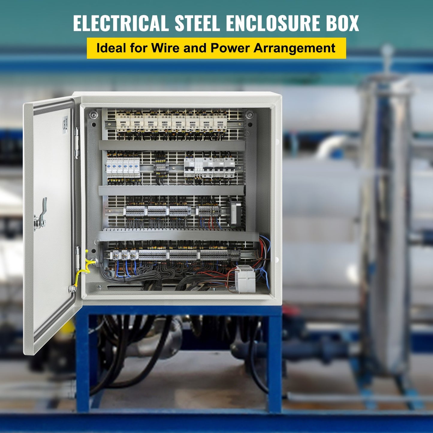 IP66 Waterproof Steel Electrical Junction Box - NEMA 16x16x8 Inch Enclosure with Mounting Plate