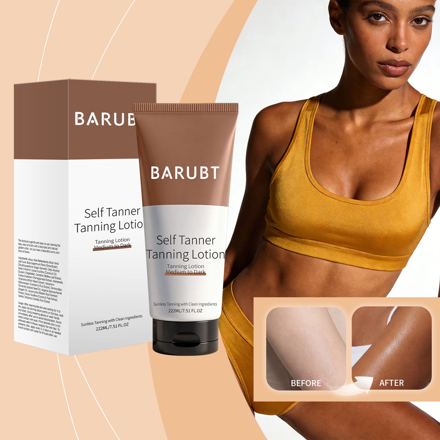 Deep Brown Self-Tanning Lotion for Body - 222ml