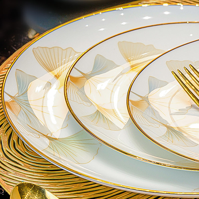 24-Piece Ceramic Dinnerware Set with Bowls and Spoons - Household Tableware