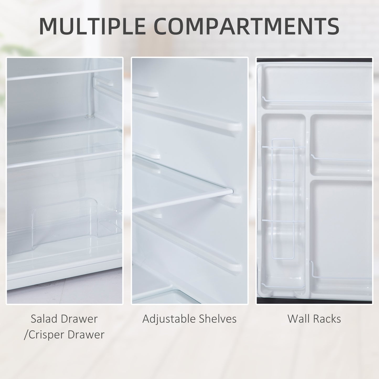 Mini Fridge with Freezer - Compact 3.2 Cu Ft Cooler, Adjustable Thermostat, Reversible Door, Silver