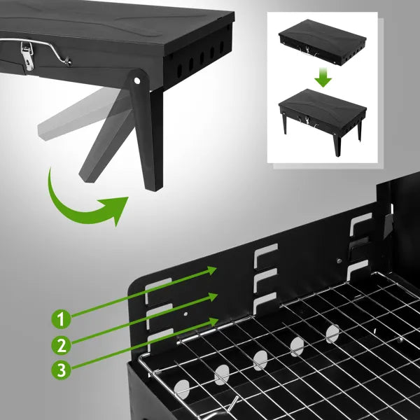 Portable Square Charcoal Grill - 44x27x7cm