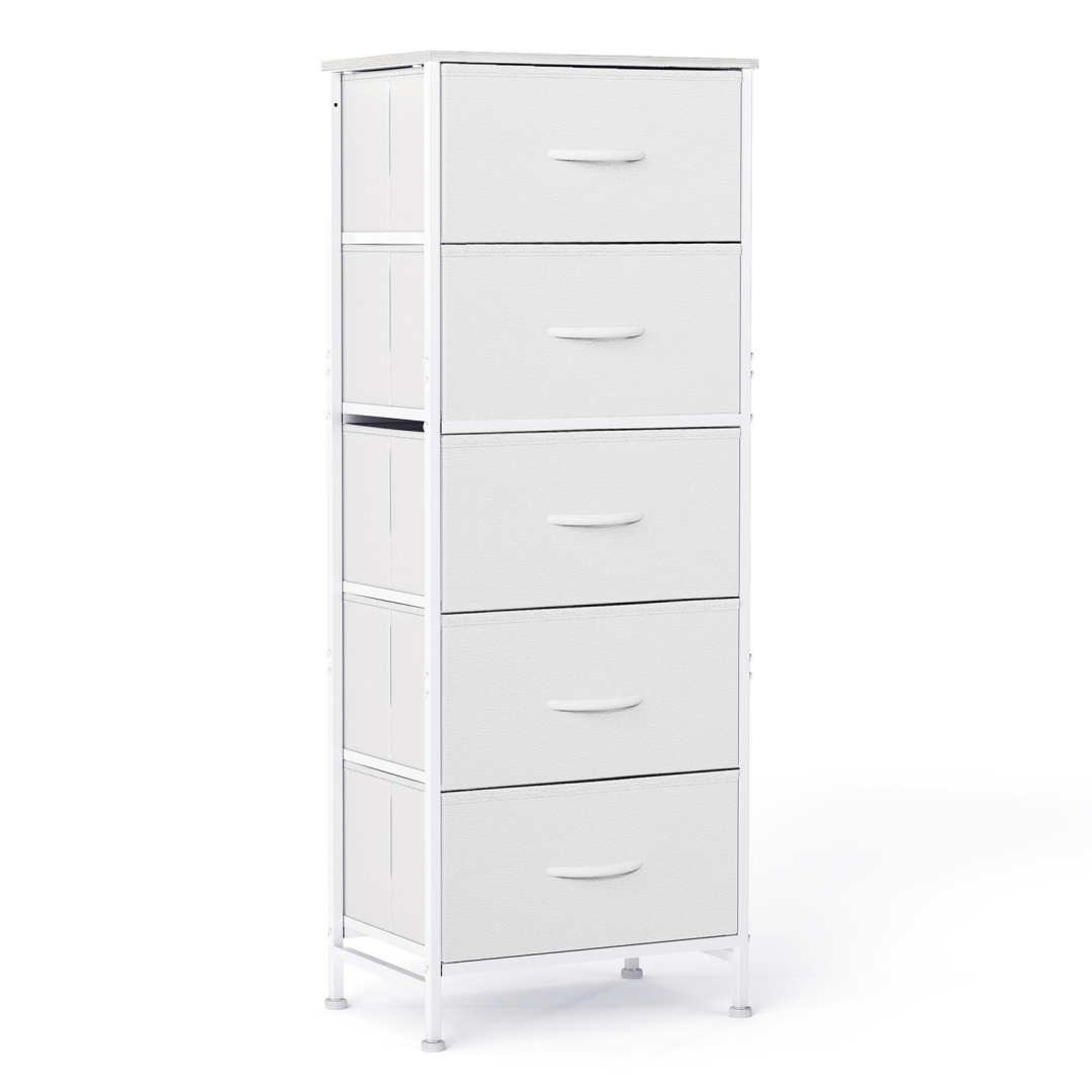 5 Drawer Dresser with Fabric Bins and Sturdy Steel Frame