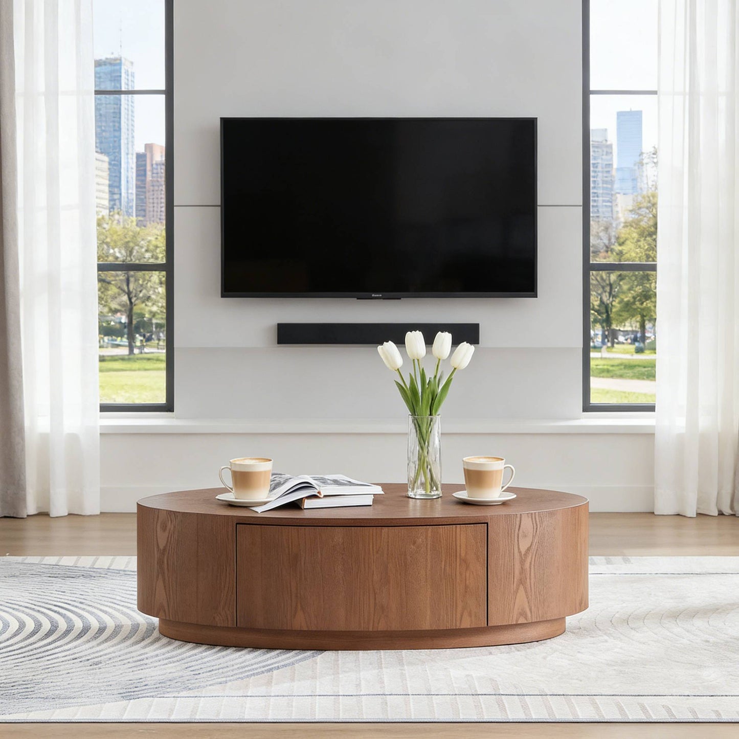 Modern Luxury Oval Coffee Table, Elegant Living Room Accent Piece,No