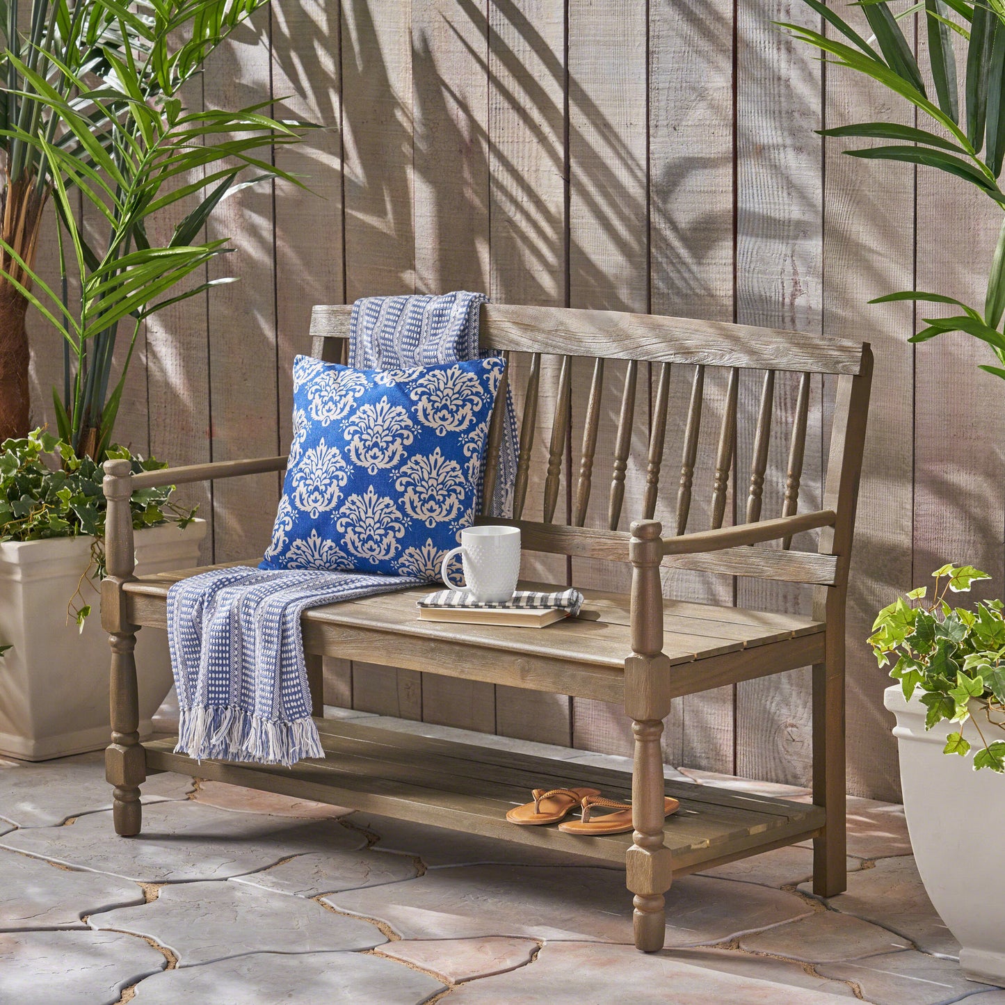 Imperial Grey Wooden Bench - 51" Length