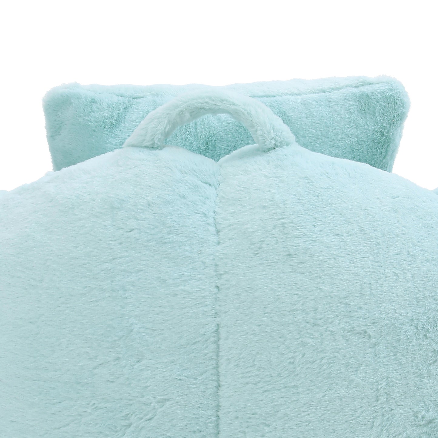 Oversized Faux Fur Bean Bag Chair with Footstool - Light Blue