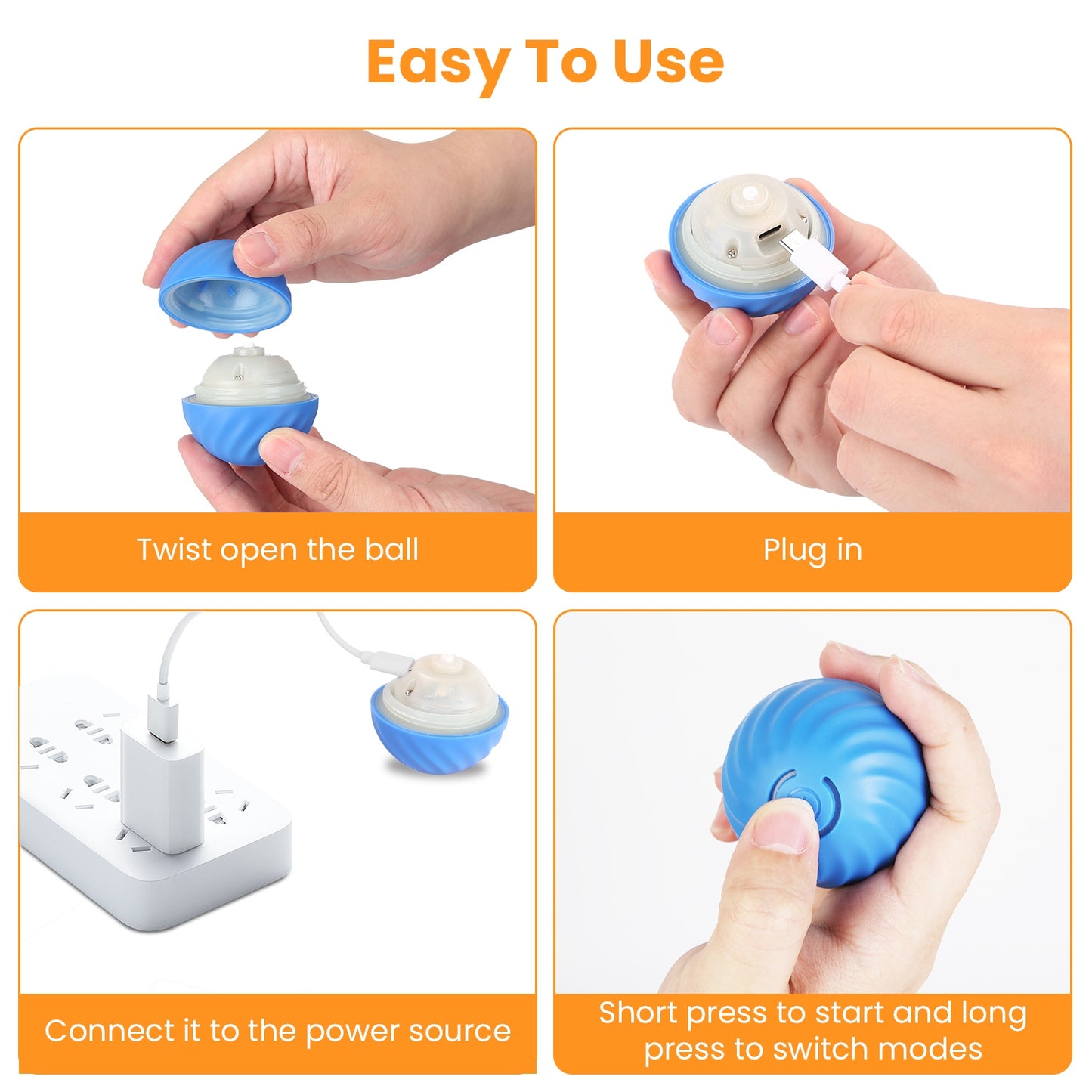 Interactive Cat Toy Ball with Rechargeable Motion Activation for Indoor Cats