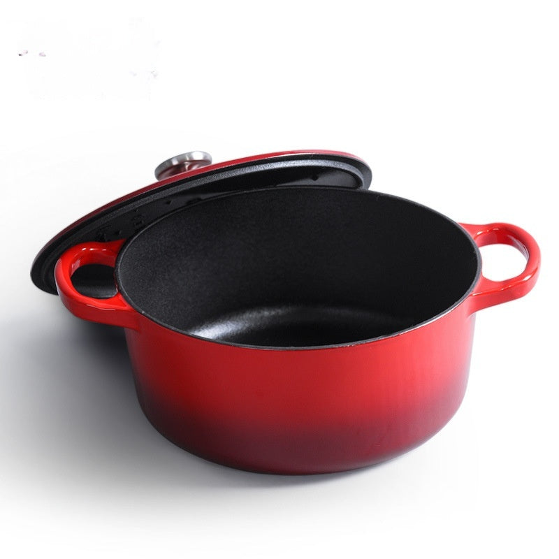 Enamel Cast Iron Soup Pot with Thickened Wall - 2.1-3L, Multiple Colors