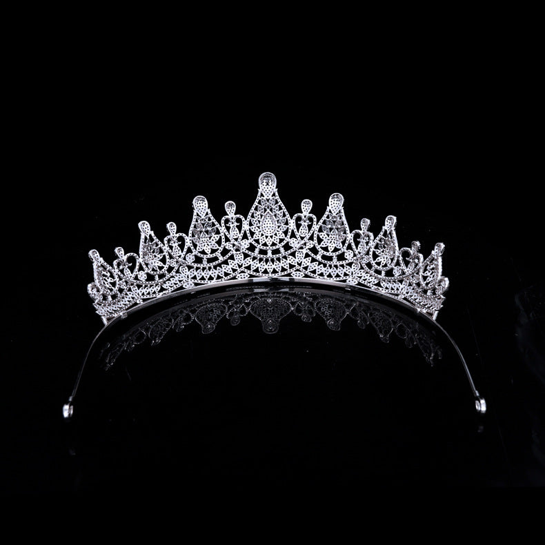 Zircon Wedding Tiara - White Gold Crown Headpiece