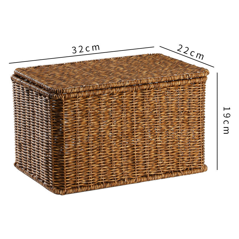 Rattan Woven Storage Basket with Lid - Large Home Organization Bin