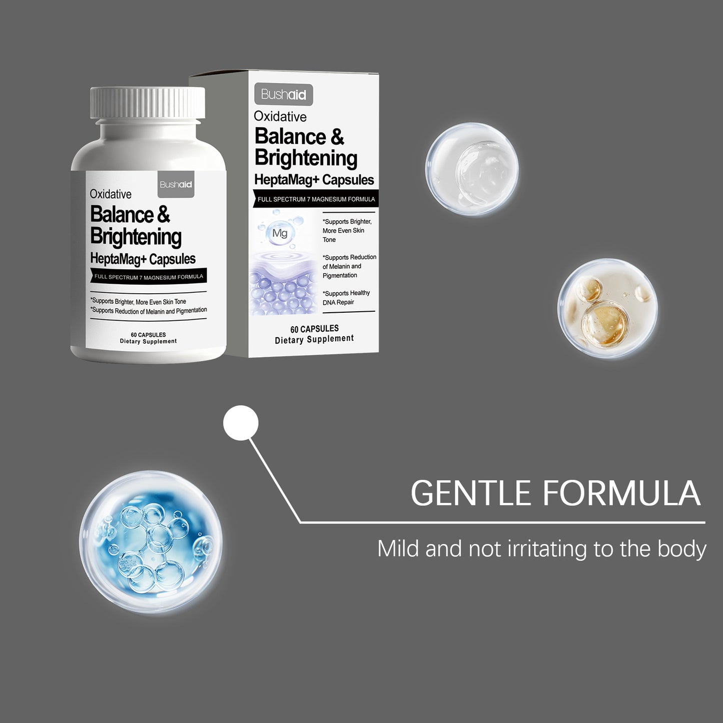 White Magnesium Capsules - 60 Count | Magnesium Glycinate & Orotate Supplement
