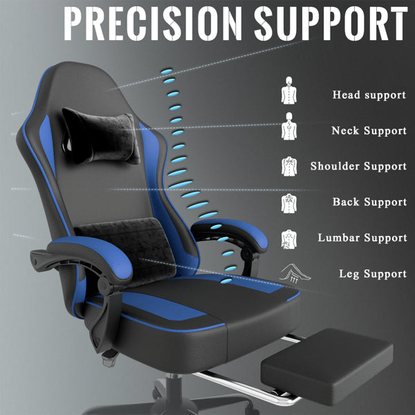 Ergonomic Gaming Chair with Footrest and Pocket Springs