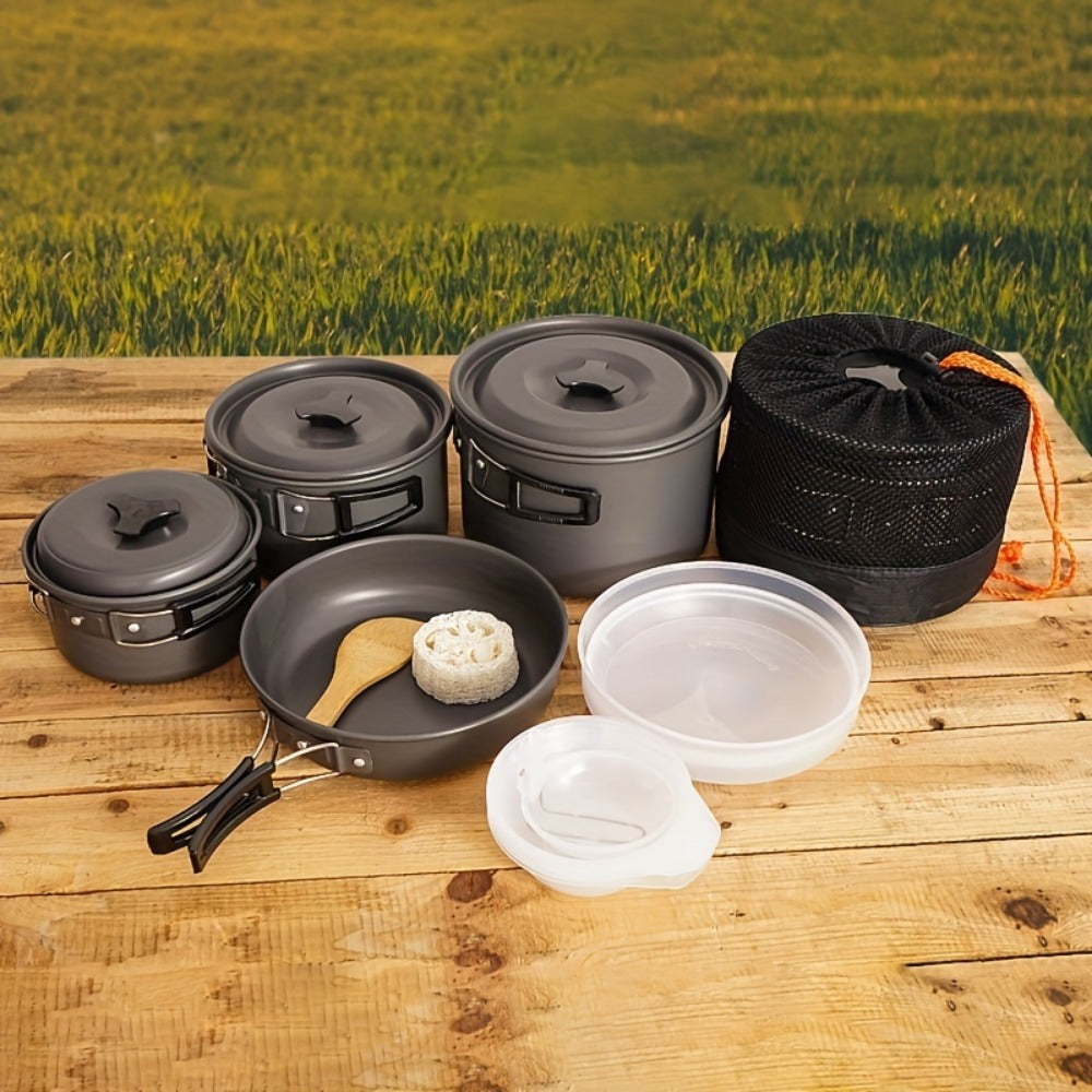 Camping Pot Set for 1-3 People - Folding Cookware for BBQ & Picnic