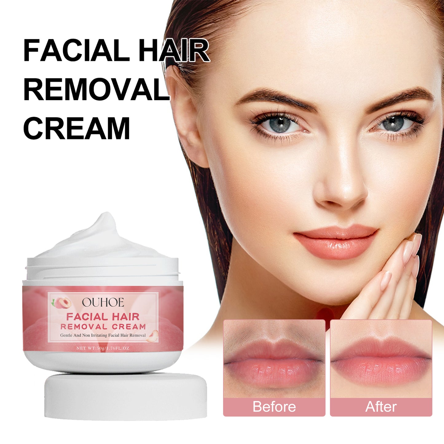 Peach Gentle Hair Removal Cream - Fast-Acting Depilatory for Face & Body
