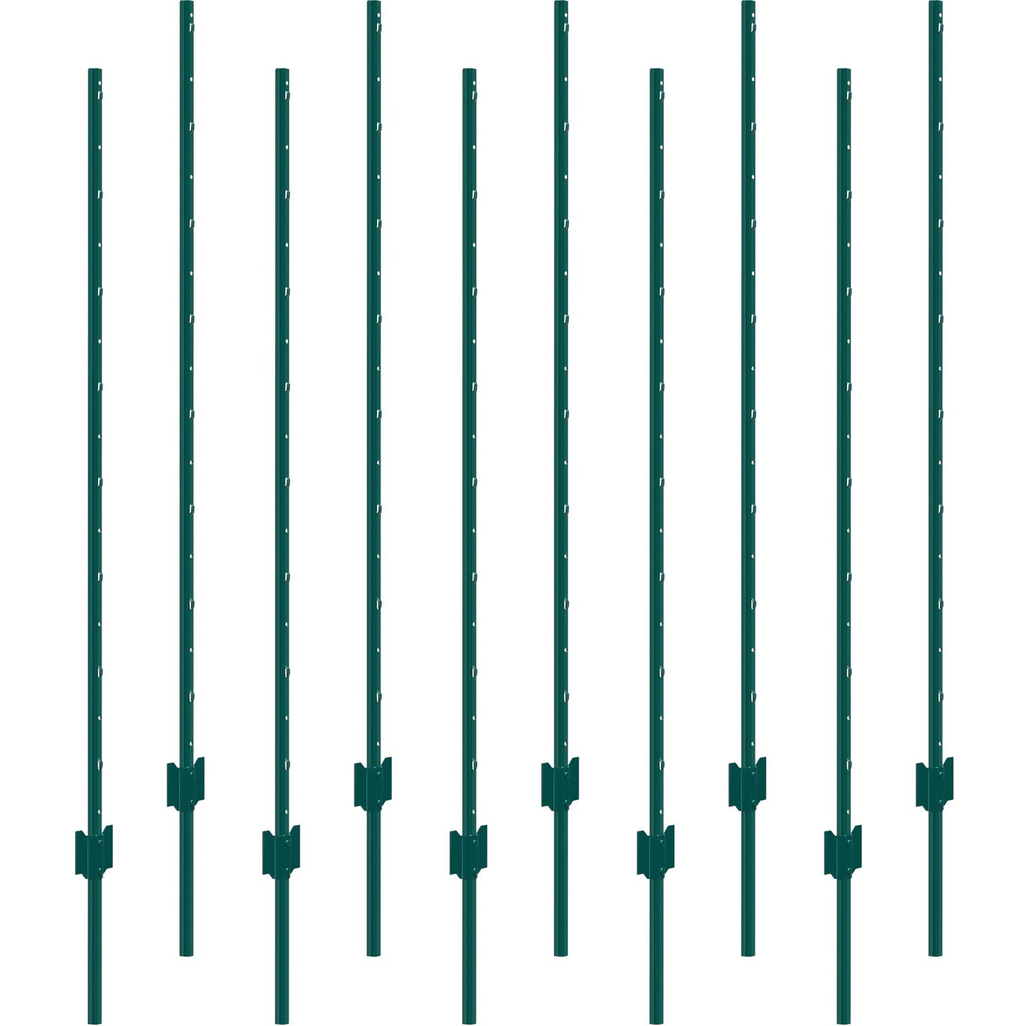 Heavy Duty Green Metal Fence Posts 5 Feet, 10 Pack for Garden Fencing