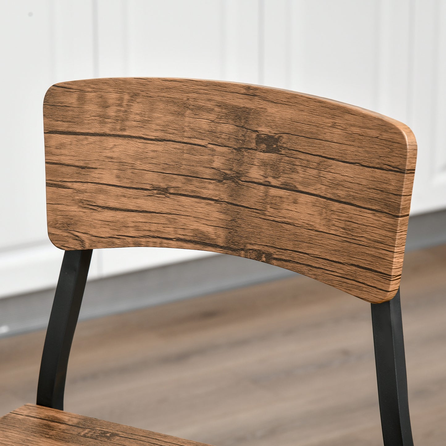 3-Piece Square Dining Table Set with 2 Stools - Walnut & Black