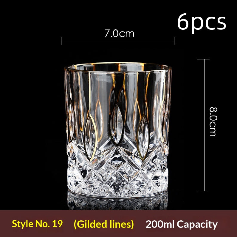 Large Gold-Trimmed Gin Crystal Glass - Vintage Drinkware for Bar & Kitchen