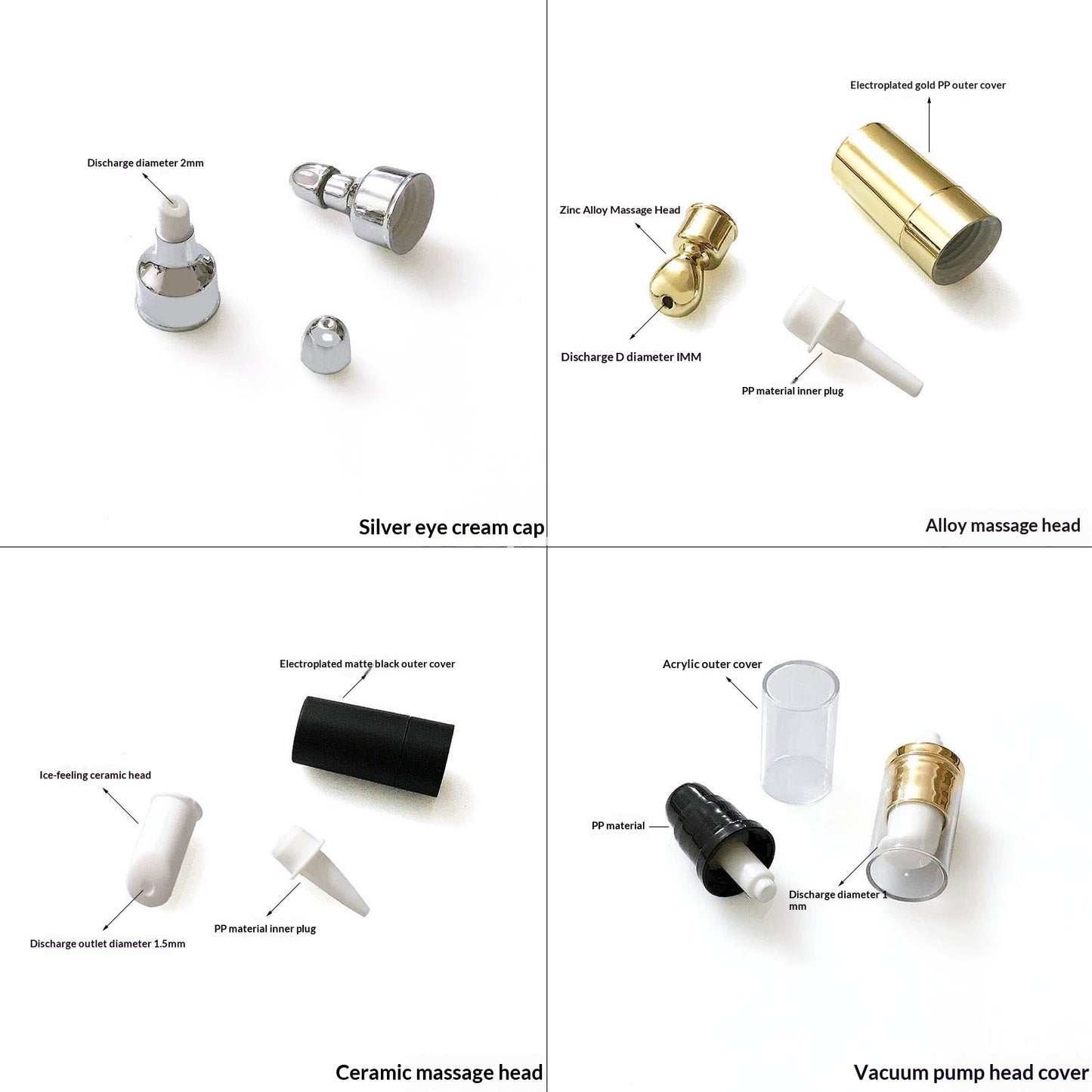 Cosmetic Tube with Droplet Cap for Eye Cream Lipstick Serum - Zinc Alloy & Ceramic