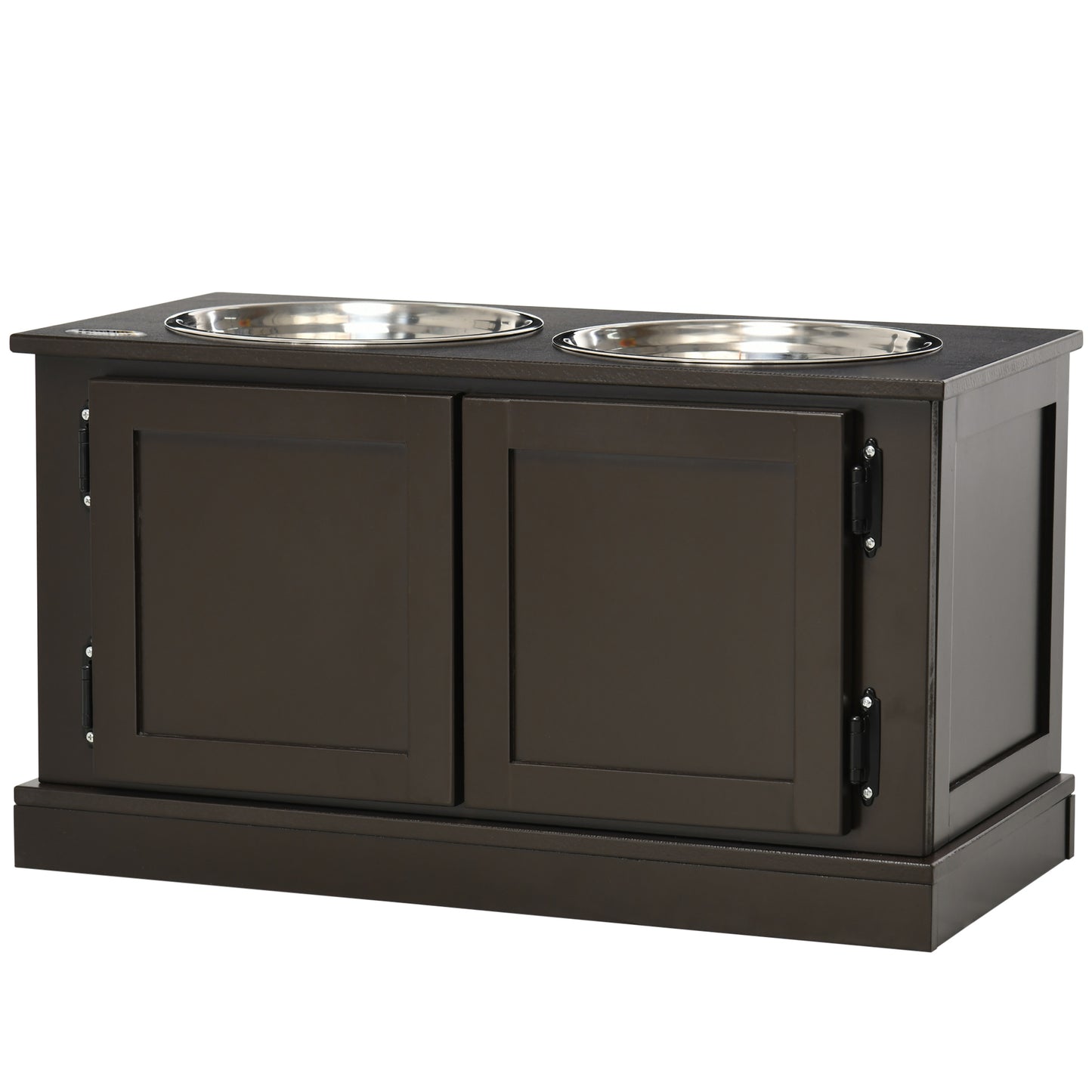 Elevated Dog Bowls with Storage for Large Dogs - Stainless Steel & Wooden Frame