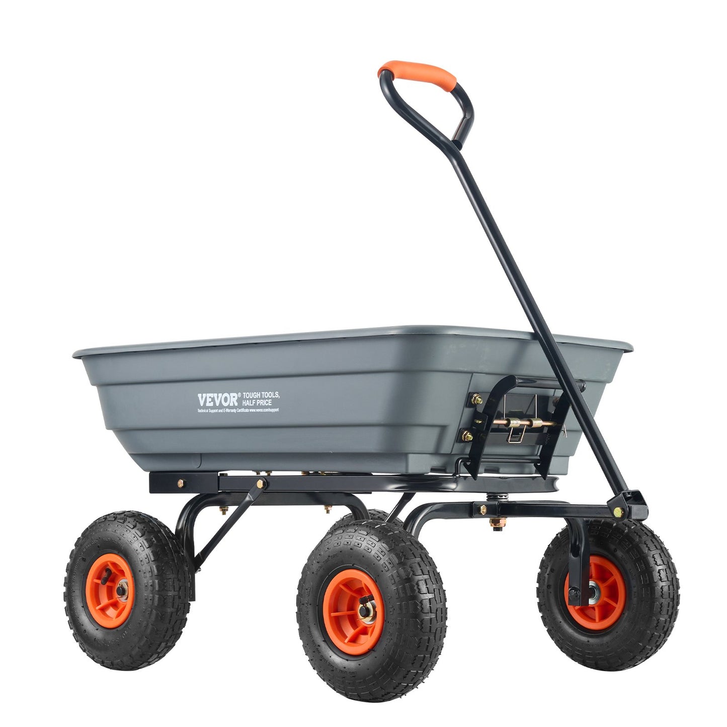 Heavy-Duty Garden Dump Cart 600 Lb Capacity with Steel Frame Black