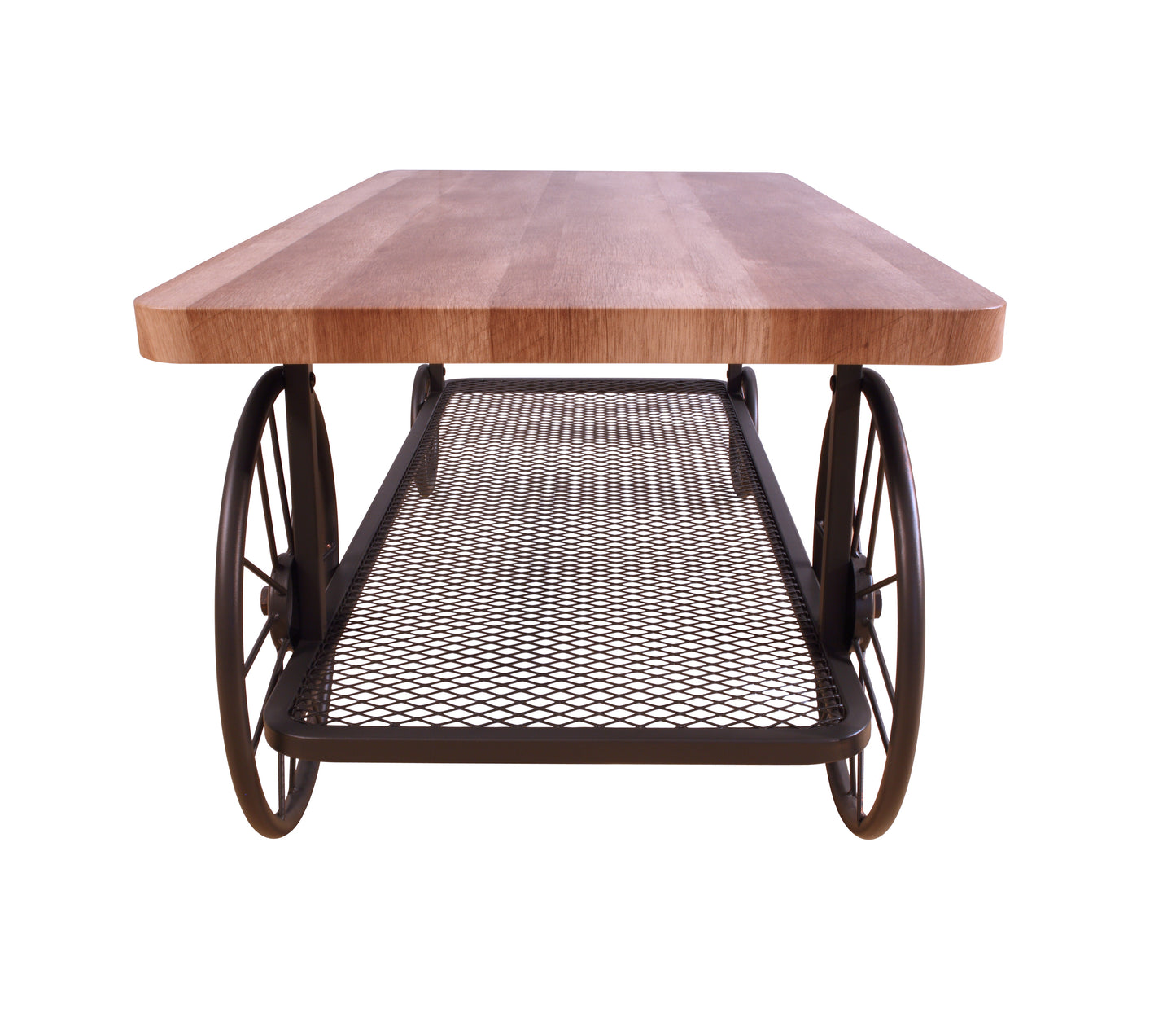 Oak & Antique Gray Coffee Table - Metal & Wood Design