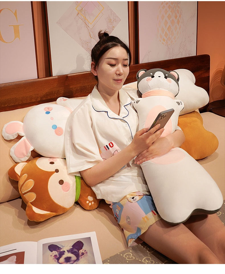 Cartoon Animal Sleeping Pillow with Polyester Fiber Fill - Soft Cozy Cushion