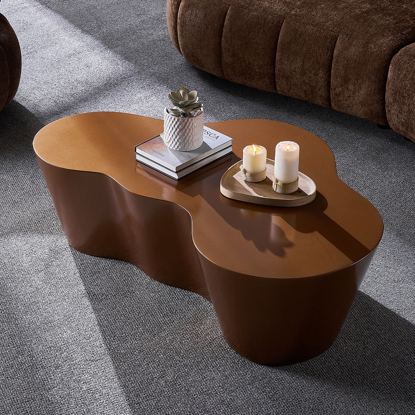 50 Inch Unique Shape Coffee Table - Sturdy Fiberglass Design