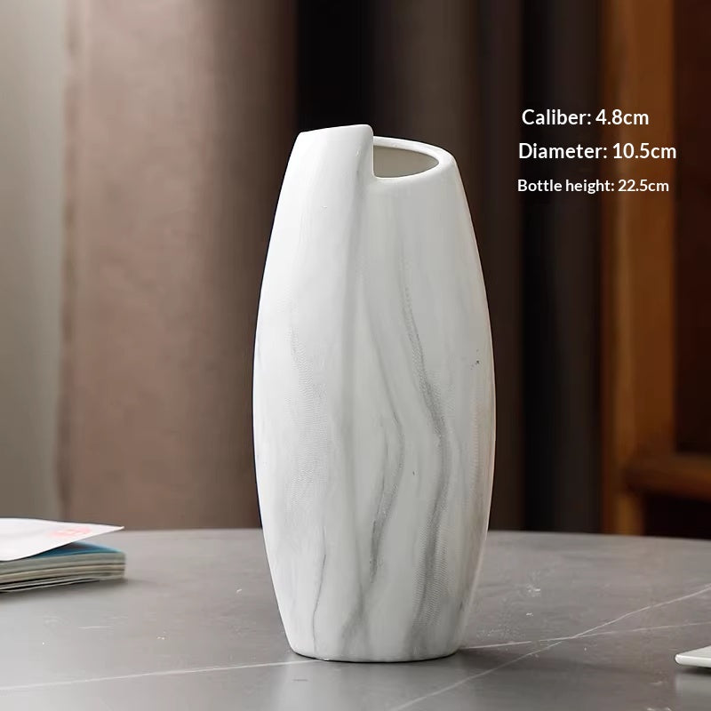 Minimalist Marble Pattern Ceramic Vase for Flower Arrangements - Modern Tabletop Decor