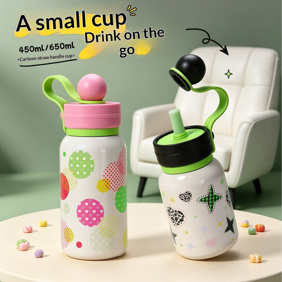Portable Dual-Use Sports Water Bottle with Stainless Steel Insulation
