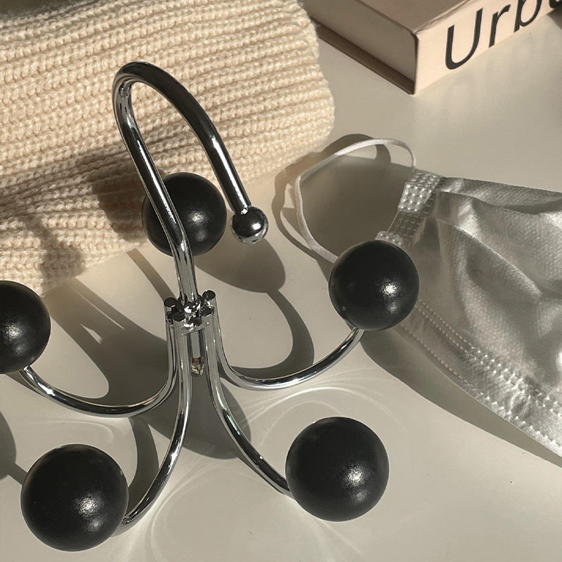 Multi-functional Rotating Hook Iron Clothing Rod for Wardrobe & Bathroom