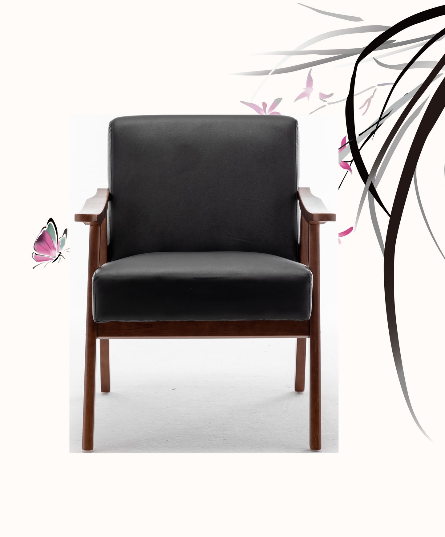 Accent Chair With Microfiber Upholstery And Solid Wood Frame, Classic