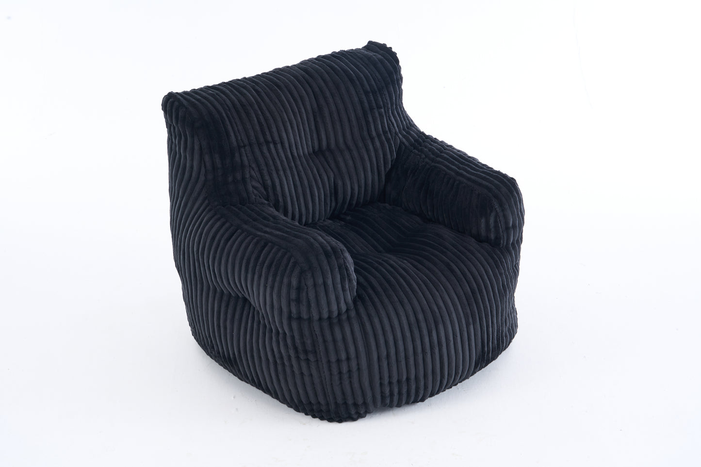 Soft Fluffy Corduroy Bean Bag Chair with Memory Foam - Black