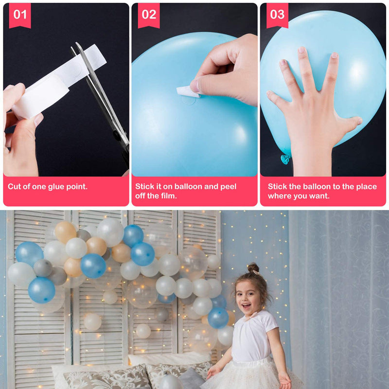Decorative Balloon Clip Set with Ribbons and Glue Dots for Party Decor - 32 Pieces