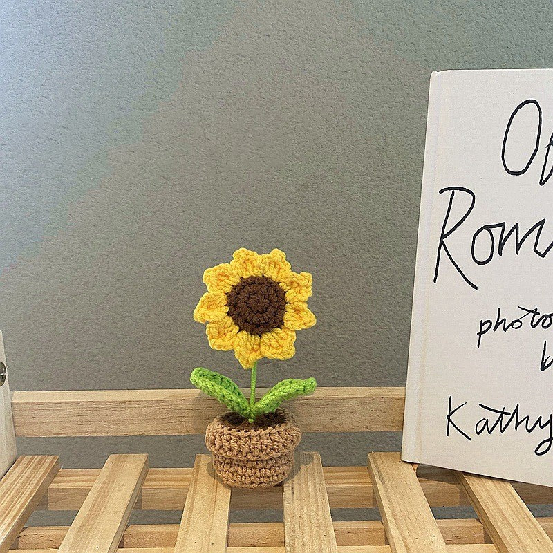 Mini Potted Artificial Flowers - Hand Woven Home Decor, All Colors