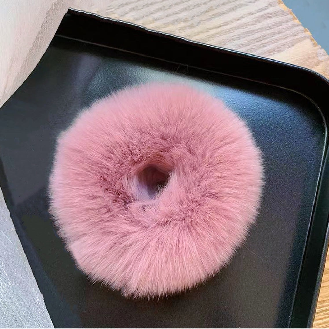 Plush Hair Ring with Rabbit Hair - Multiple Colors