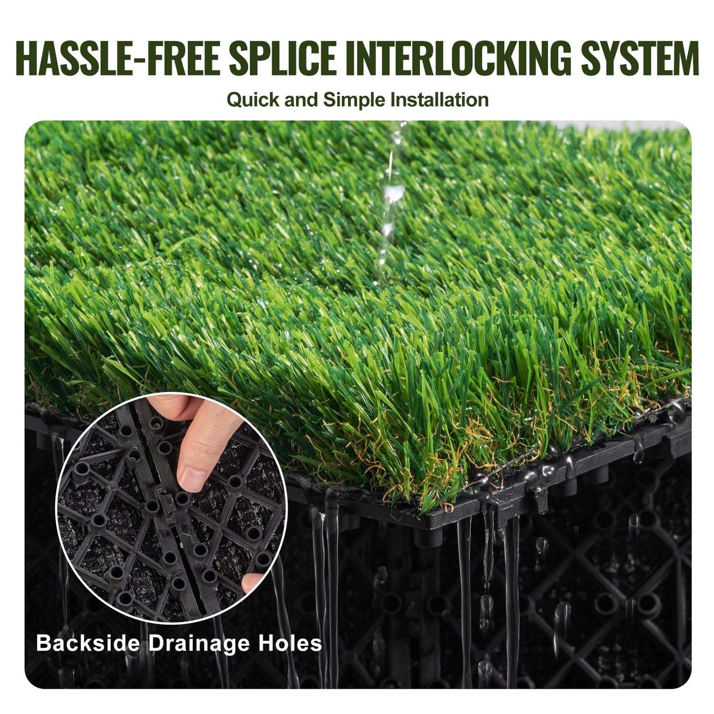 Artificial Grass Tiles Interlocking Turf Set 18 Pack - Multi-Color Garden & Patio Flooring