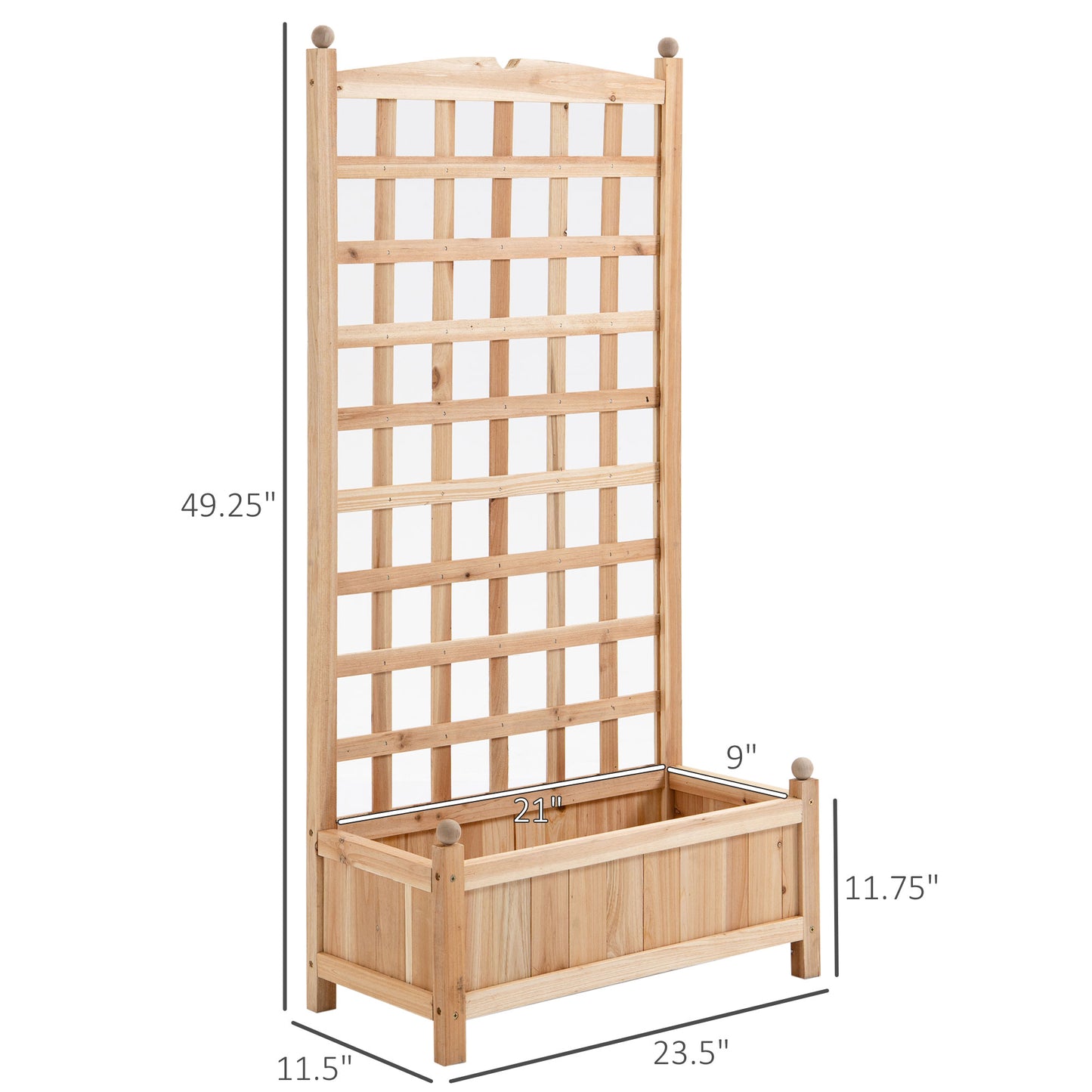 Wooden Raised Garden Bed with Trellis - Outdoor Planter Box for Climbing Vines and Flowers, 24 x 12 x 49 Inches