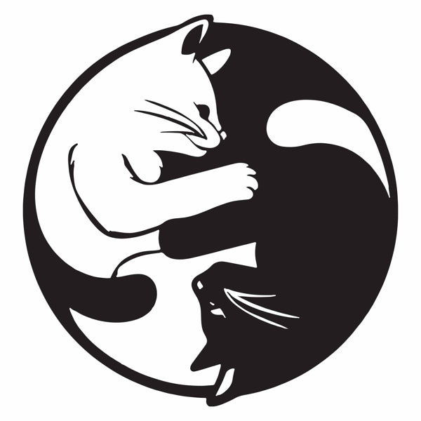 Yin Yang Cat Silhouette Wall Art - Aluminum Home Decor