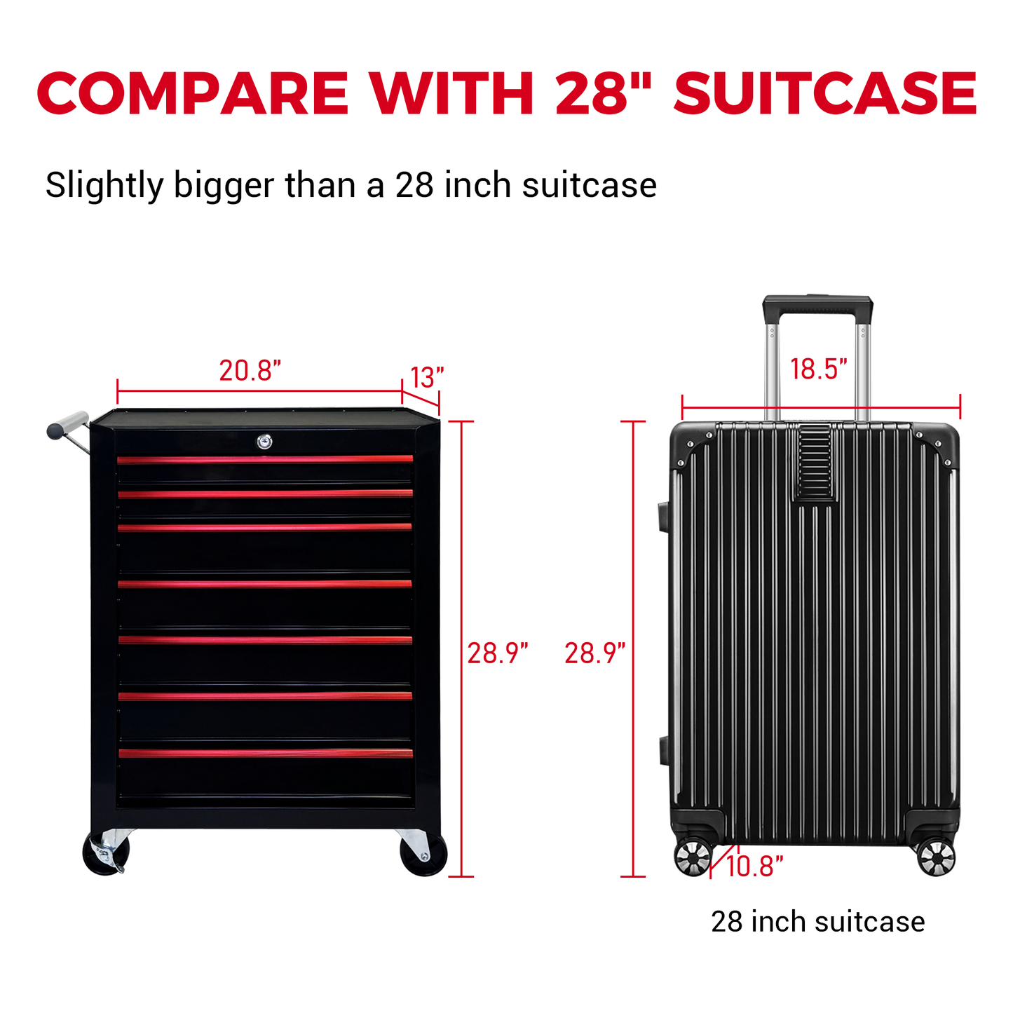 Rolling Tool Chest with 7 Drawers - 20" Steel Storage Cabinet