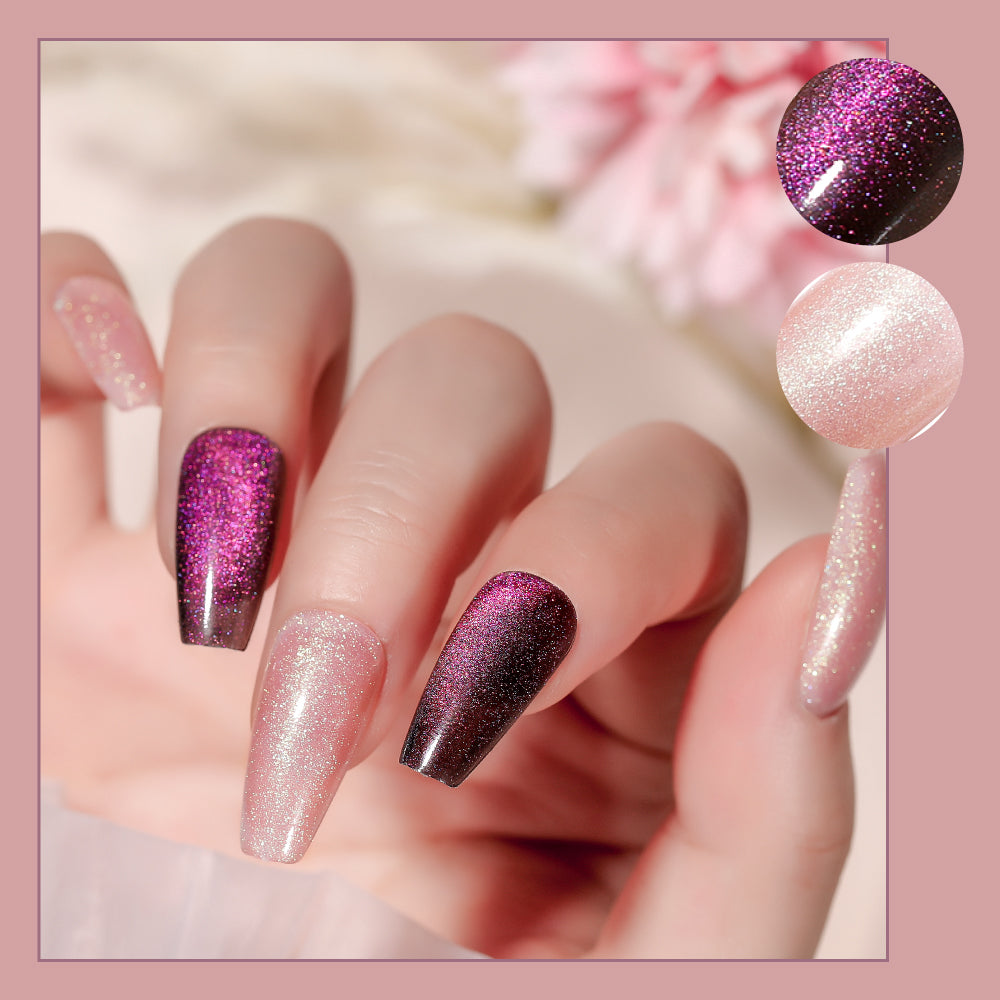 Smoke Purple Starry Sky Nail Patches - 24pcs with Jelly Glue